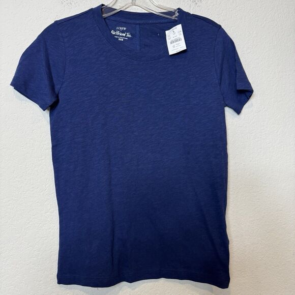 J. Crew Girlfriend Tee Blue Women’s Size XXS New Small Hole on Back Near Collar - Picture 7 of 8